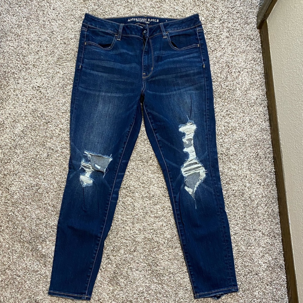 American Eagle hi-rise jegging with distressing